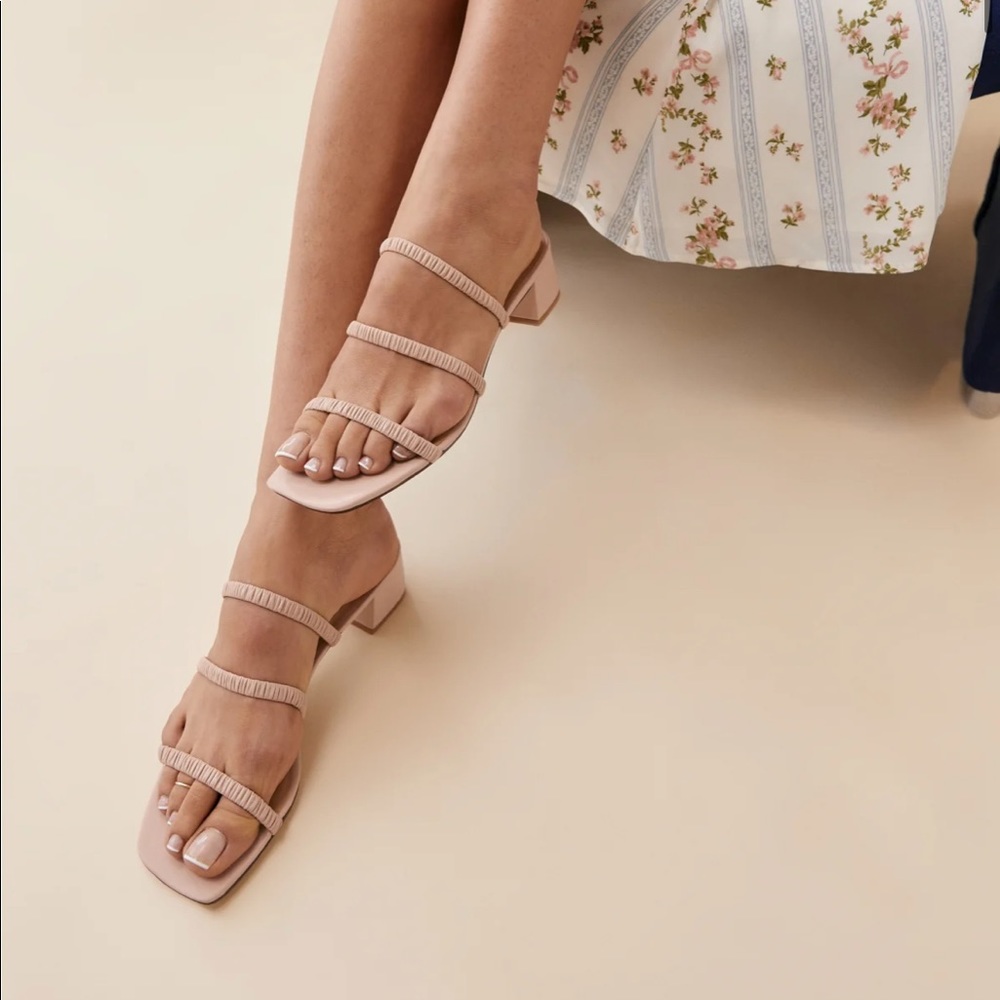 Reformation Assunta Strappy Block Heel Mule